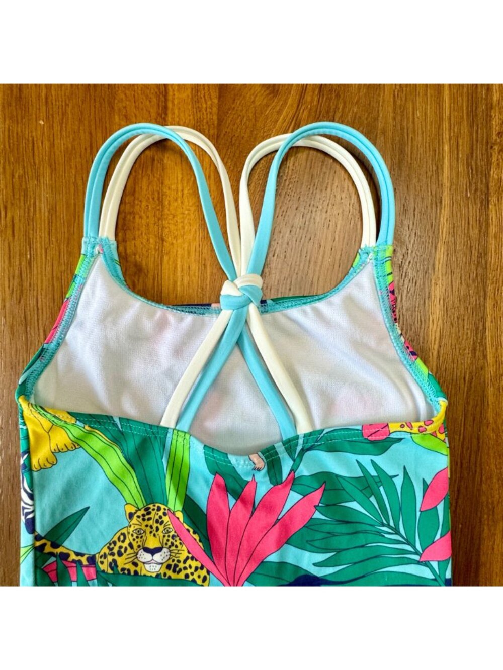 MINI BODEN Jungle Print Tankini Top Girls 4-5 110cm Monkey Tiger Swim Tank 4T 5T - Picture 3 of 9